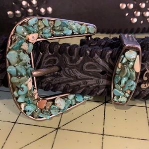 Miss Me women’s embellished black leather belt size small